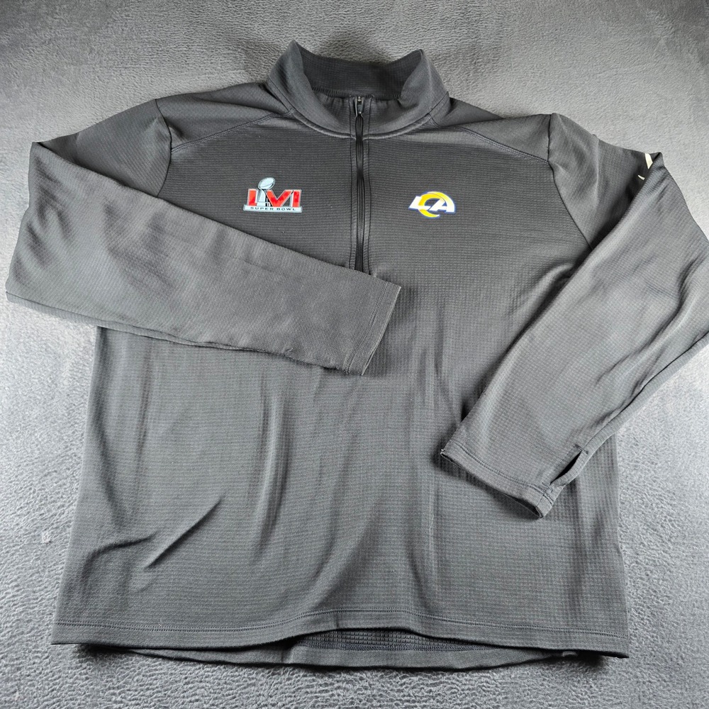 Nike Mens Los Angeles Rams Super Bowl LVI Dri-FIT 1/4 Zip Pullover Gray Large